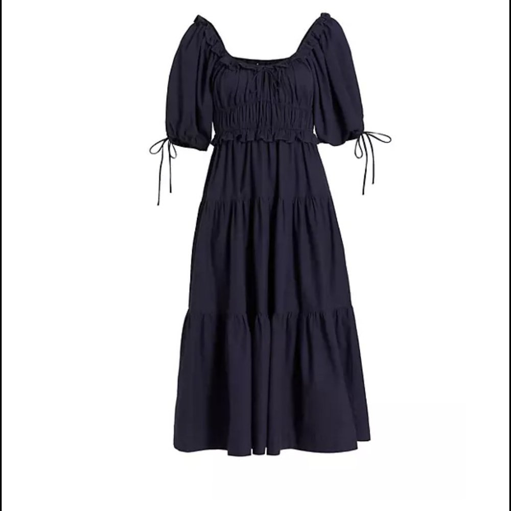 En Saison Brielle Tiered Midi-Dress - Size Medium . Color: Navy Blue